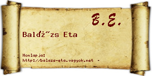 Balázs Eta névjegykártya